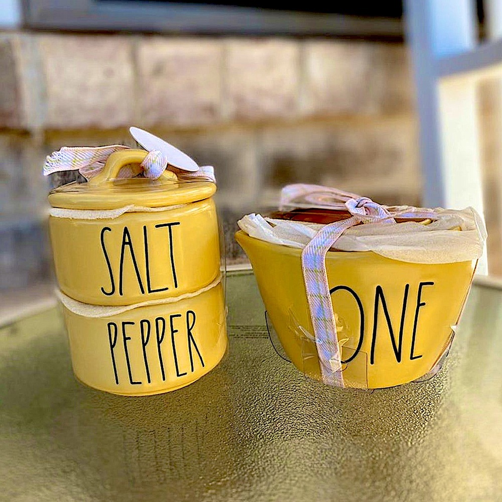 Rae Dunn Yellow Salt & Pepper & Measuring Cups